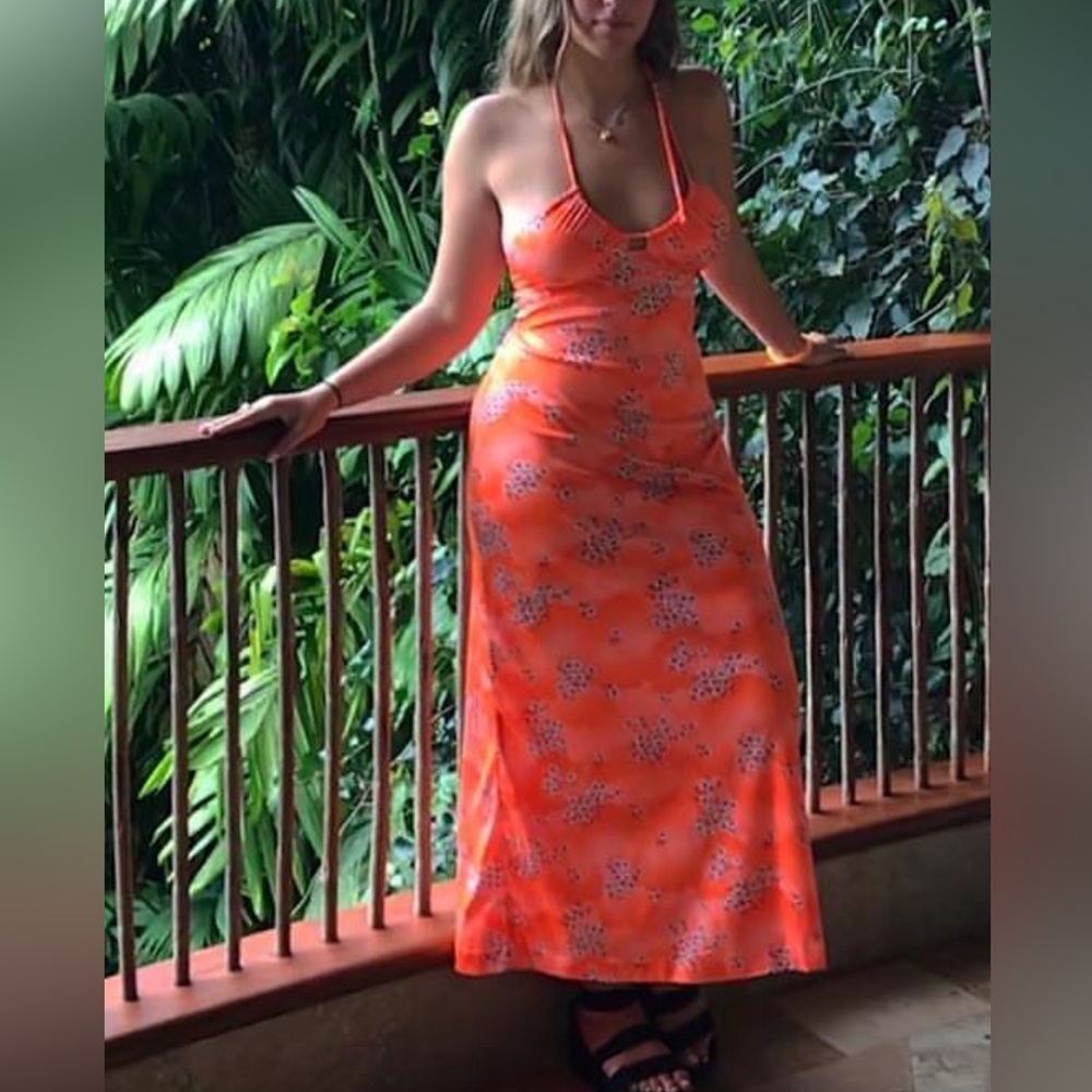 Vintage Orange Floral Dress